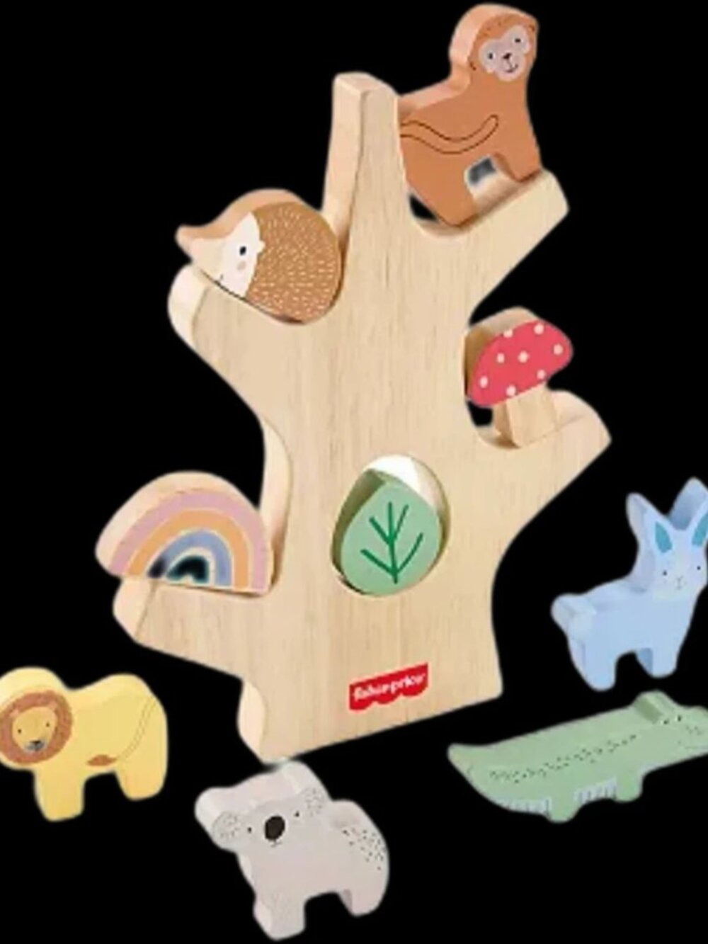 Fisher-Price WOODEN Balance Tree Stacking Activity Toy 10 Piece Preschooler NEW